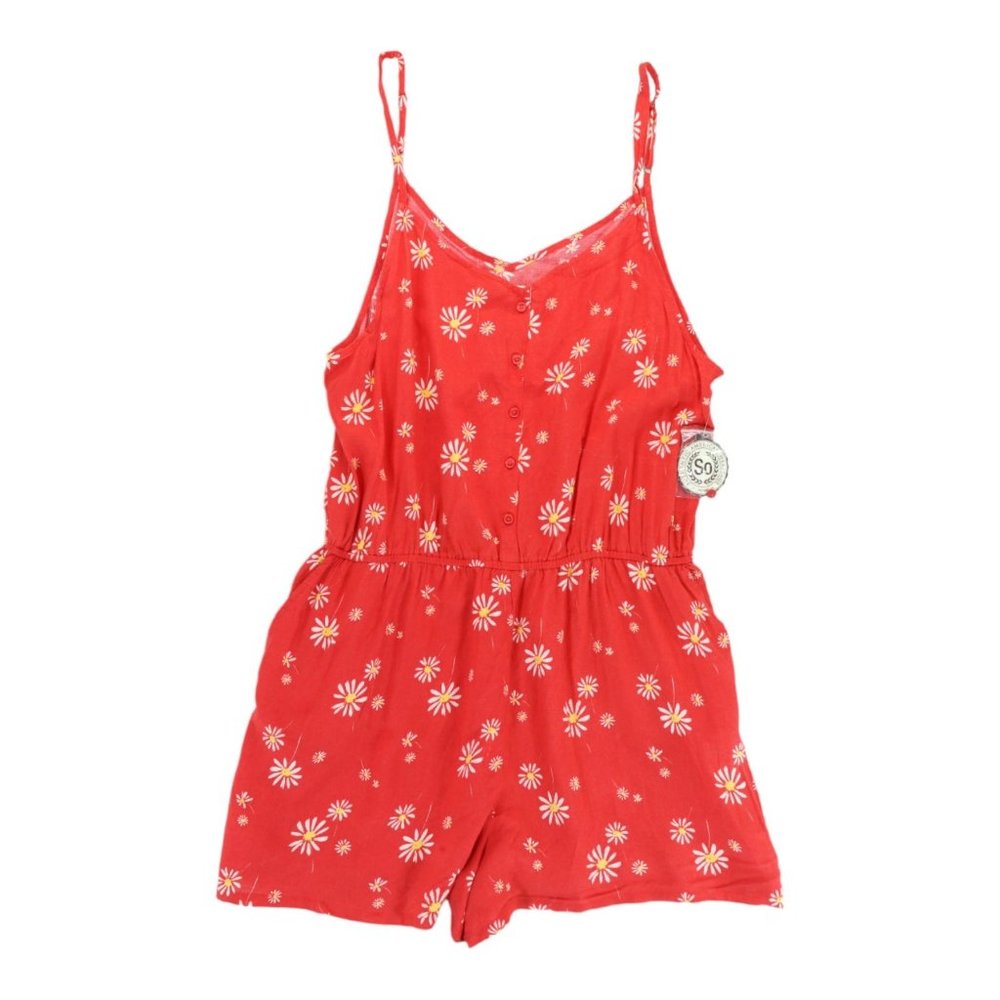 NWT AMERICAN HERITAGE Red Button Front Wover Floral Romper‎ Size XL